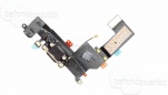 Шлейф iPhone 5S + разъем зарядки + разъем гарнитуры черный Original