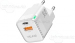 Сетевое зарядное устройство WALKER WH-42 USB, USB-C, 3A, QC3.0/PD, GaN (20W) бел