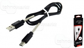 USB кабель TYPE-C Walker C720 с пружинами черный