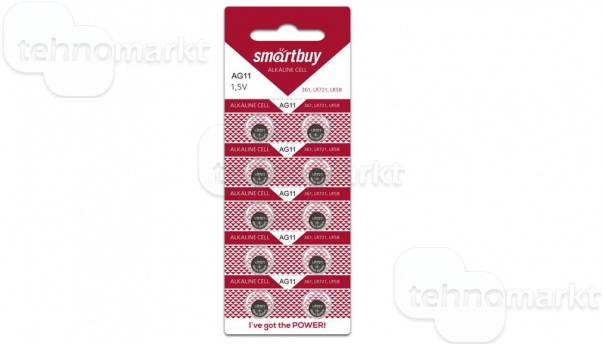 Батарейка SmartBuy AG11 (G11, LR721,LR58, GP62A, SR721W)