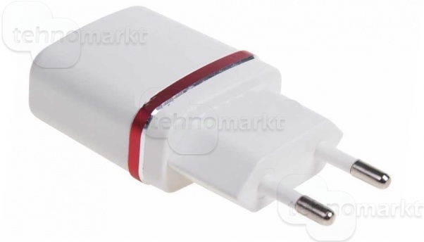 Зарядное устройство USB Charger XMT-18 (2USB) 2,0А с полосой белый